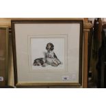 Framed after Cecil Aldin coloured print of two spaniels