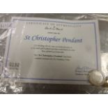 A limited edition Danbury Mint St Christopher Pendant; complete with certificate