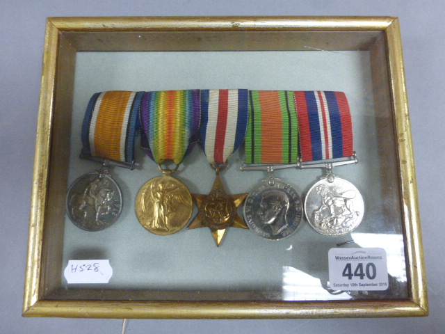 1914 - 1918 Victory Medal; 1914 - 1918 Defence Medal; France and Germany Star; World War II