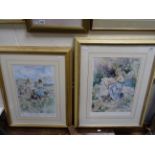 Gordon King - a pair of ltd edn prints lady in a rural setting and one in a garden signed and