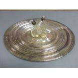 A graduating set of five oval meat platters; together with a double end silver plated oil bottle