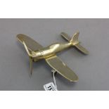 Brass Model of a World War II American Military Vought Corsair Aircraft / Plane