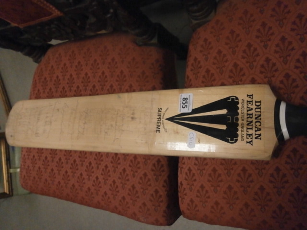 Cricket autographs - bat signed by Glamorgan & Northamptonshire circa 1980's