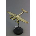 Brass Model of a World War II German Military Messerschmitt ME 110 Aircraft / Plane