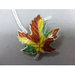 Sterling Silver & Enamel Maple Leaf Brooch