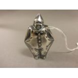 A silver plated vesta case in the form of a clown