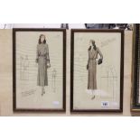 Pair of framed Art Deco fashion prints