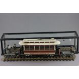 O Gauge Bachmann tram United Traction Co plus trolley and small flat bed with characters, all