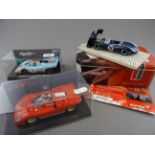 Three boxed slot cars to include Fly Slot 005106 Porsche 917K, Fly Classic Ref C4 Ferrari 512 S