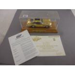 Danbury Mint Ltd Edition James Bond 007 1:24 scale 22 carat gold plated Aston Martin DB5, Serial No.