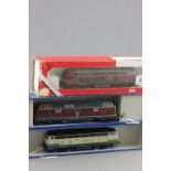 Three HO scale DB locomotives to include Roco and Trix all in replacement boxes