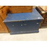 Victorian Blue Painted Pine Trunk