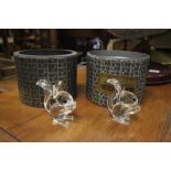 Two boxed Swarovski Silver Crystal Squirrels featuring large ears ref 7662NR42 and small ears ref