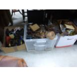 Three Boxes of Mixed Collectables including Wooden Items, Brewery Items, Cloggs, etc