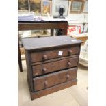 Wooden Table Top Chest of Three Drawers