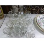 Quantity of mainly 19C glass to include rummers, decanters etc