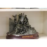 Pewter Model of ' To The Last Man ' by Sheperd Paine on Wooden Base