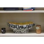Beswick Black and White Striped Bowl with Yellow Interior no. 1346 together with Two Items of