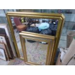 Large Gilt Framed Mirror with Bevelled Edge plus another Gilt Framed Mirror