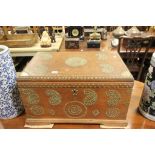 Hardwood Blanket Box with Brass Mounts and Studs