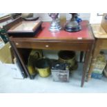 Early 20th century Side Table Desk with Red Leatherette Inlaid Top