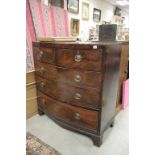 Early 19th century Mahogany Bow Fronted Chest of Two over Three Drawers on Bracket Feet