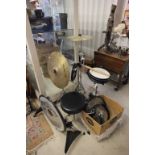 Arbiter Flats lite drum kit with stool and drumsticks, snare, bass, 3 x tongs, hi hat and ride