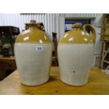 Vintage Stoneware Flagon impressed ' Corsham ' together with another Stoneware Flagon