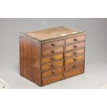 Late 19th century Oak Cabinet of Two Banks of Six Small Drawers