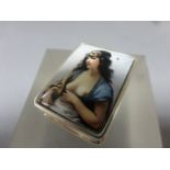 Silver 925 pill box with enamel nude image to the lid