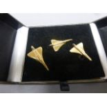 ' Concorde ' Gentleman's Pair Cufflinks & Stud Set