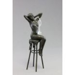 Bronze seated nubile lady signed DH Chiparvs