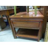 Chinese Hardwood Square Low Side Table with under shelf