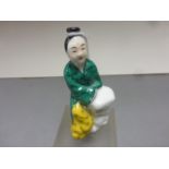 Ceramic Chinese snuff bottle in the form of a woman