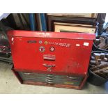 Proto-Tools Red Metal Tool Cabinet with Bank Drawers filled with some tools