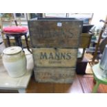Three Vintage Wooden ' Manns ' Beer Crates