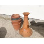 Five Garden Clay Pots and a Clay Stand