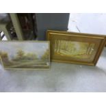 Two Framed and Glazed Woodland Landscapes, one signed Leach and the other R Grenham