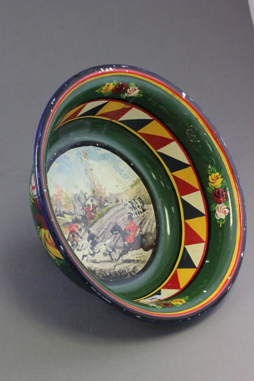 Bargeware Bowl with hand painted hunting scene signed R B Westwood