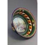 Bargeware Bowl with hand painted hunting scene signed R B Westwood