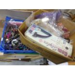 Three boxes of costume jewellery, jewellery making equipment etc