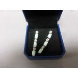 Pair of silver, CZ & opal drop earrings