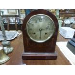 Edwardian Domed Mahogany and Inlaid Cased Bracket Clock