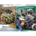 Two Trays of Large Quantity of Mixed Costume Jewellery