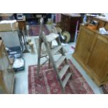 Vintage Set of Pine Step Ladders with Donkey Ear Handles