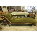 Late 19th century Green Upholstered Chaise-Lounge