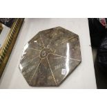 Octagonal table top with polished fossil sections