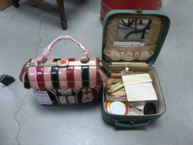 Vintage Vanity Case with various make-ups, etc plus Vendula Handbag in the form of a Boutique