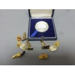 Cased hall marked silver Athletics medal 1964 plus various enamelled cufflink's including Beamish