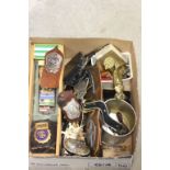 Group of Replica Police and Sheriff Badges plus a Brass Model of a RAF Woman with Maple Leaf Badge